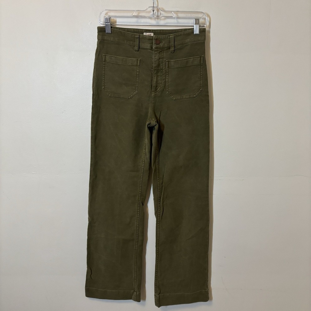Faherty Women's Stretch Terry Patch Pocket Twill Straight Leg Pants Green 27